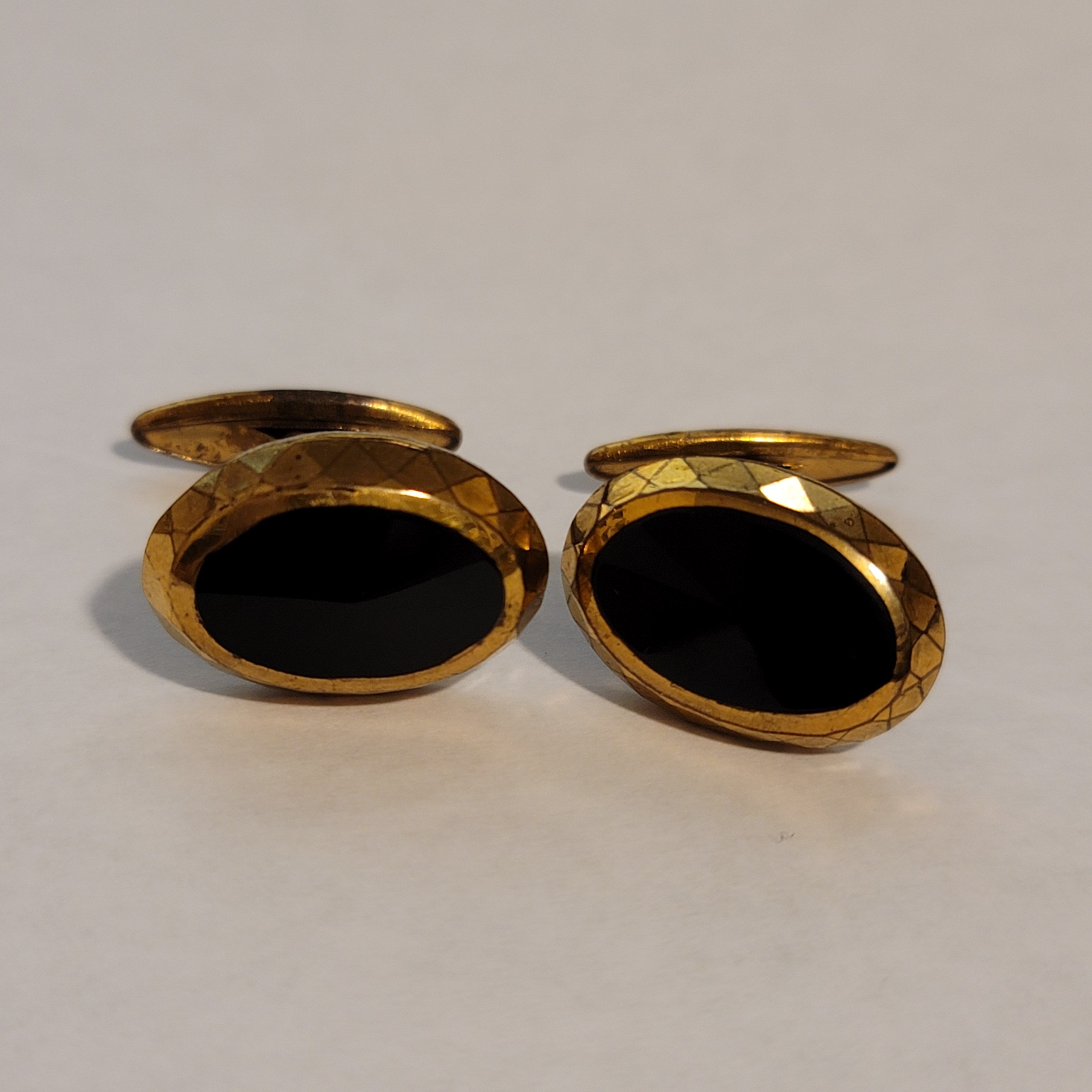 Vintage Black & Gold Tone Cufflinks