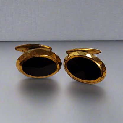 Vintage Black & Gold Tone Cufflinks