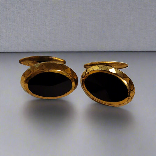 Vintage Black & Gold Tone Cufflinks