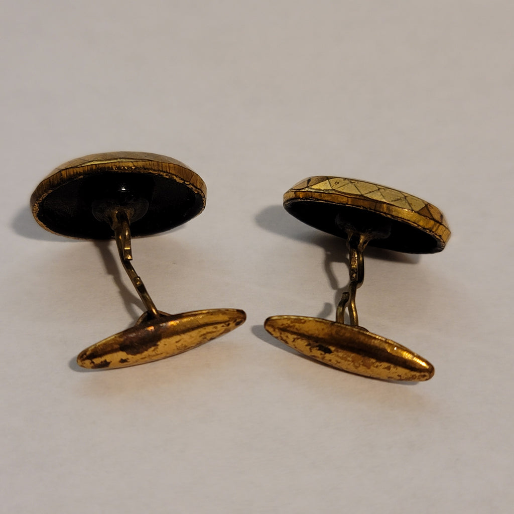 Vintage Black & Gold Tone Cufflinks