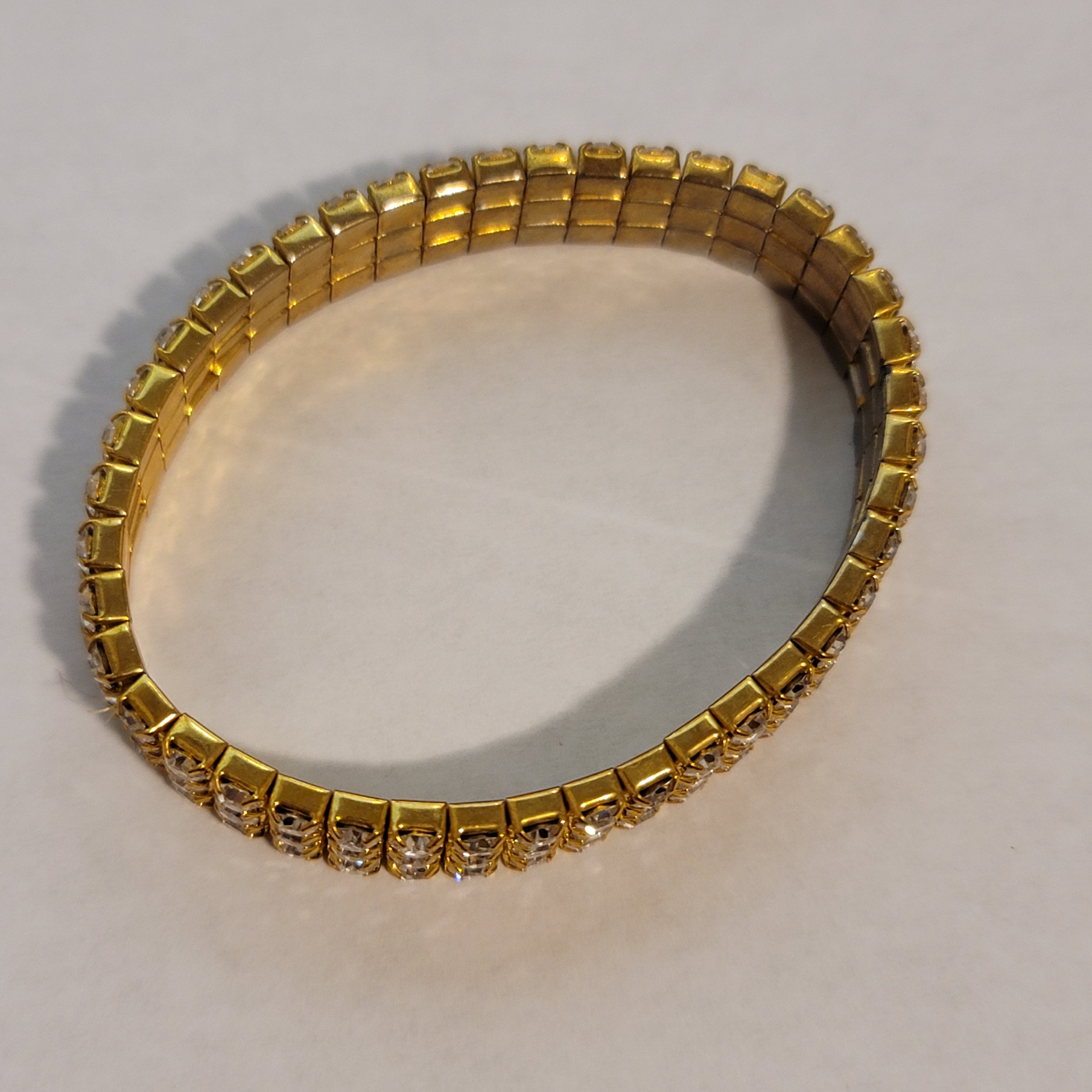 Gold Tone Rhinestone Stretch Bracelet