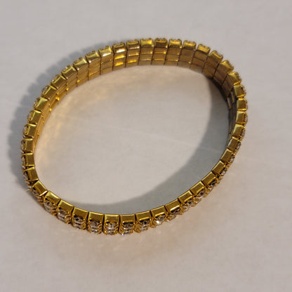 Gold Tone Rhinestone Stretch Bracelet