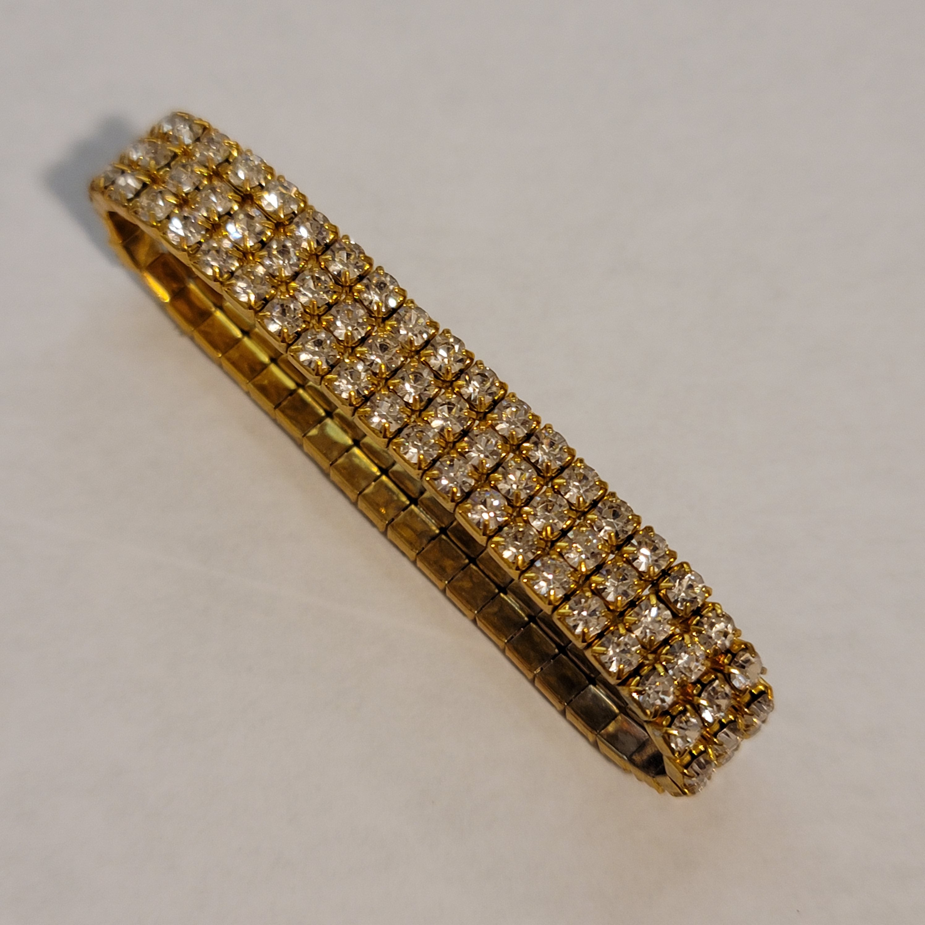 Gold Tone Rhinestone Stretch Bracelet