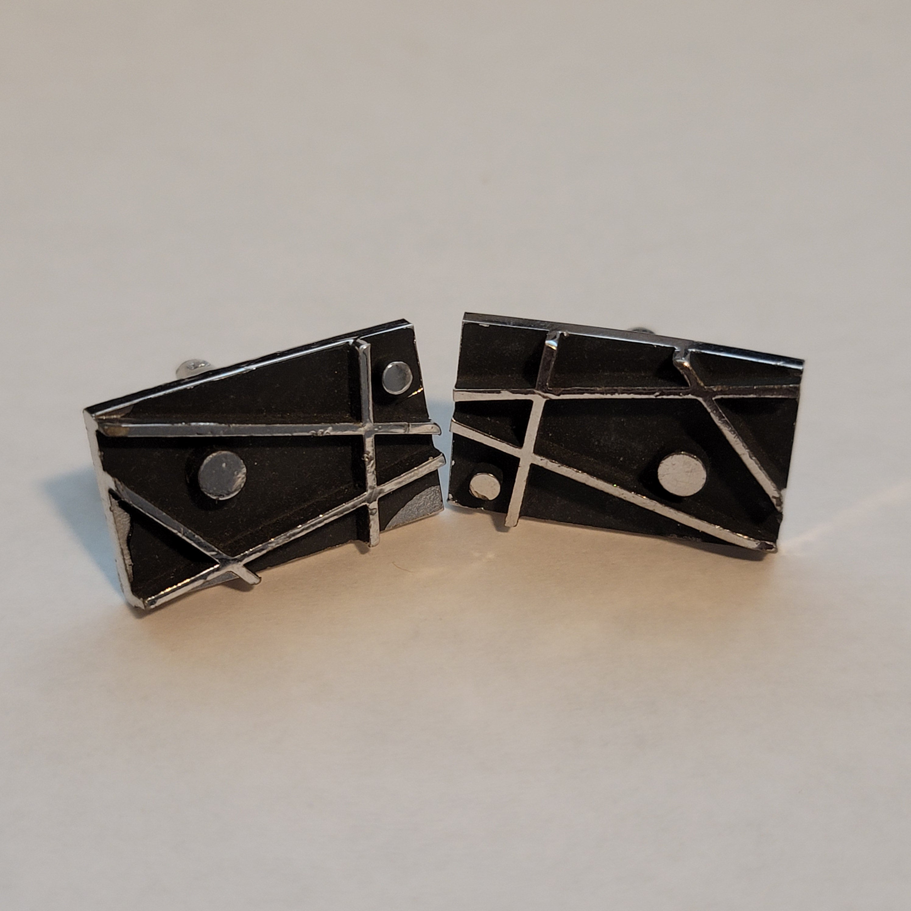 Silver & Black Abstract Cufflinks