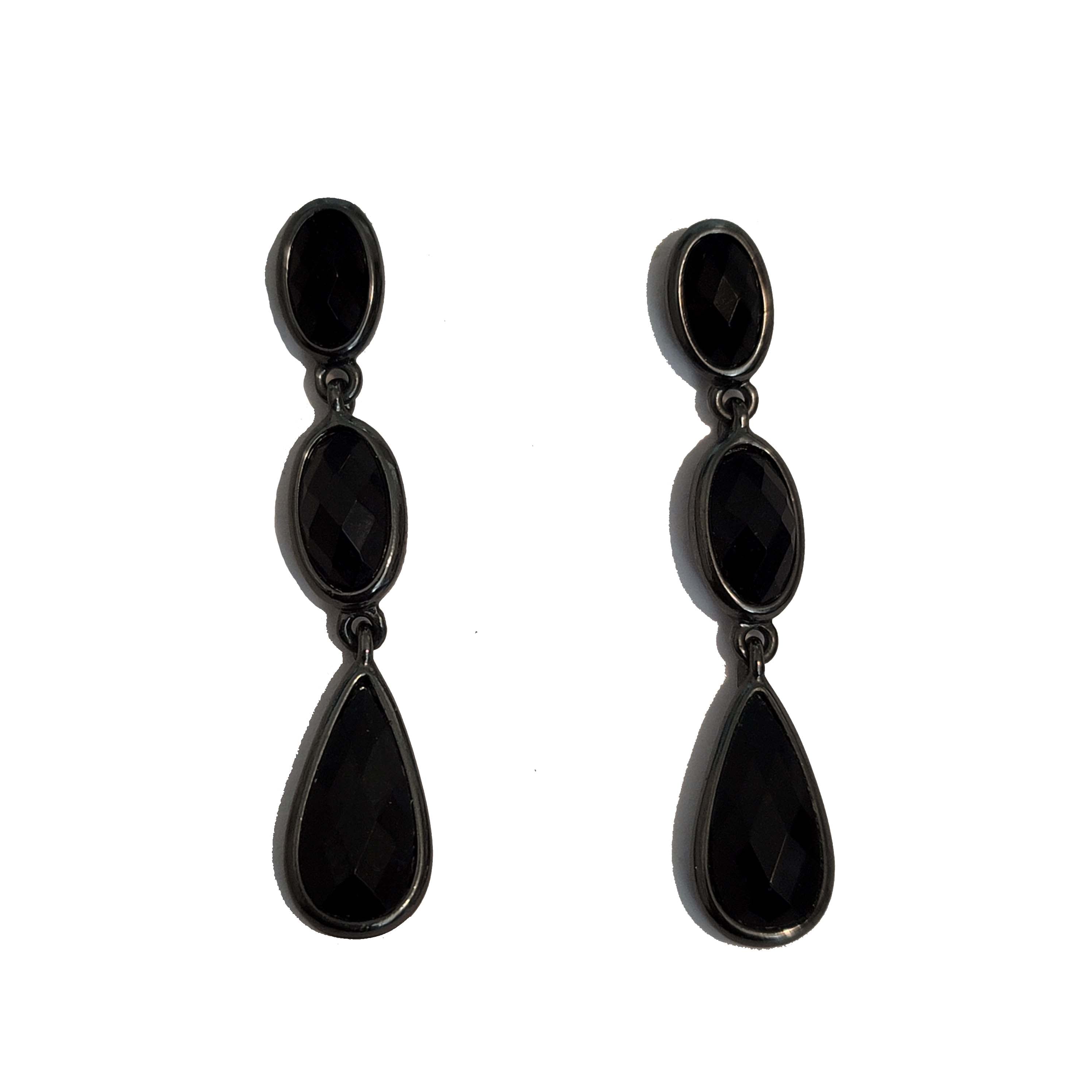 Black Tear Drop Earrings