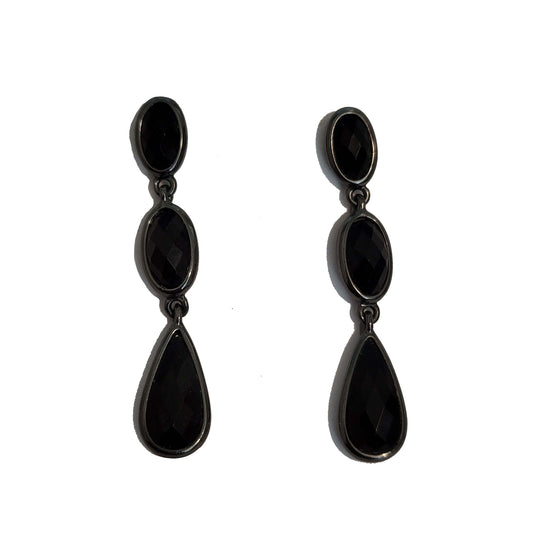 Black Tear Drop Earrings