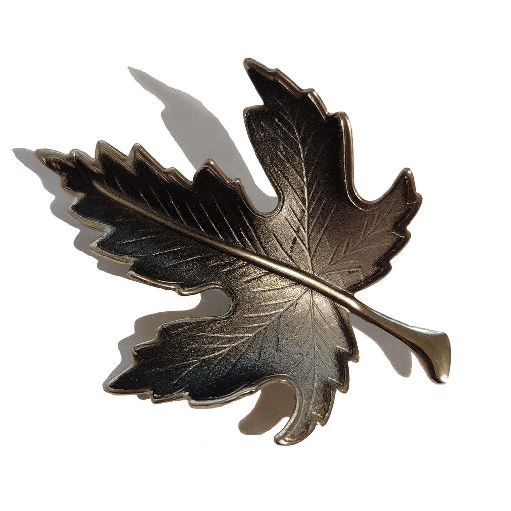 Black & Grey Hombre Maple Fall Leaf Brooch