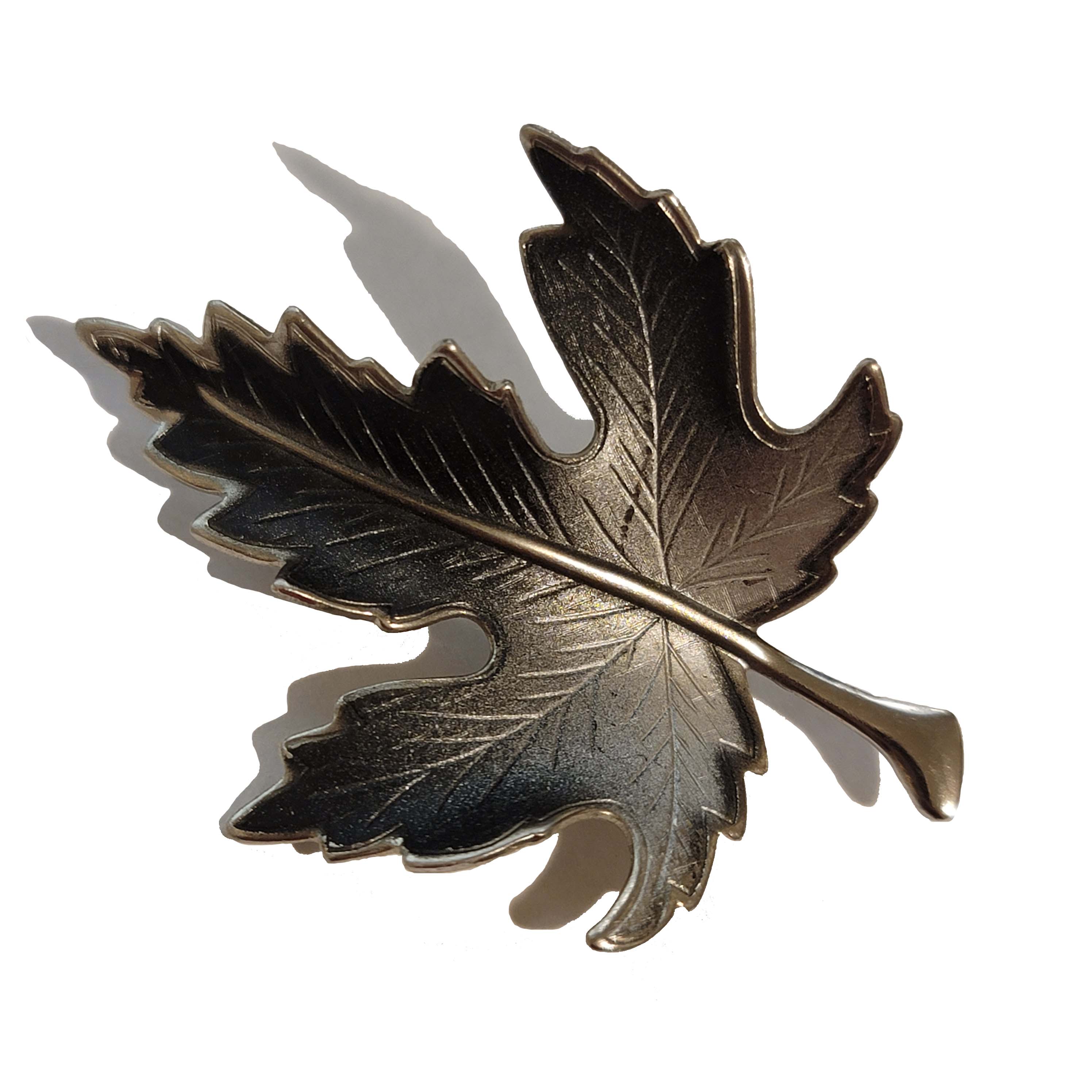 Black & Grey Hombre Maple Fall Leaf Brooch
