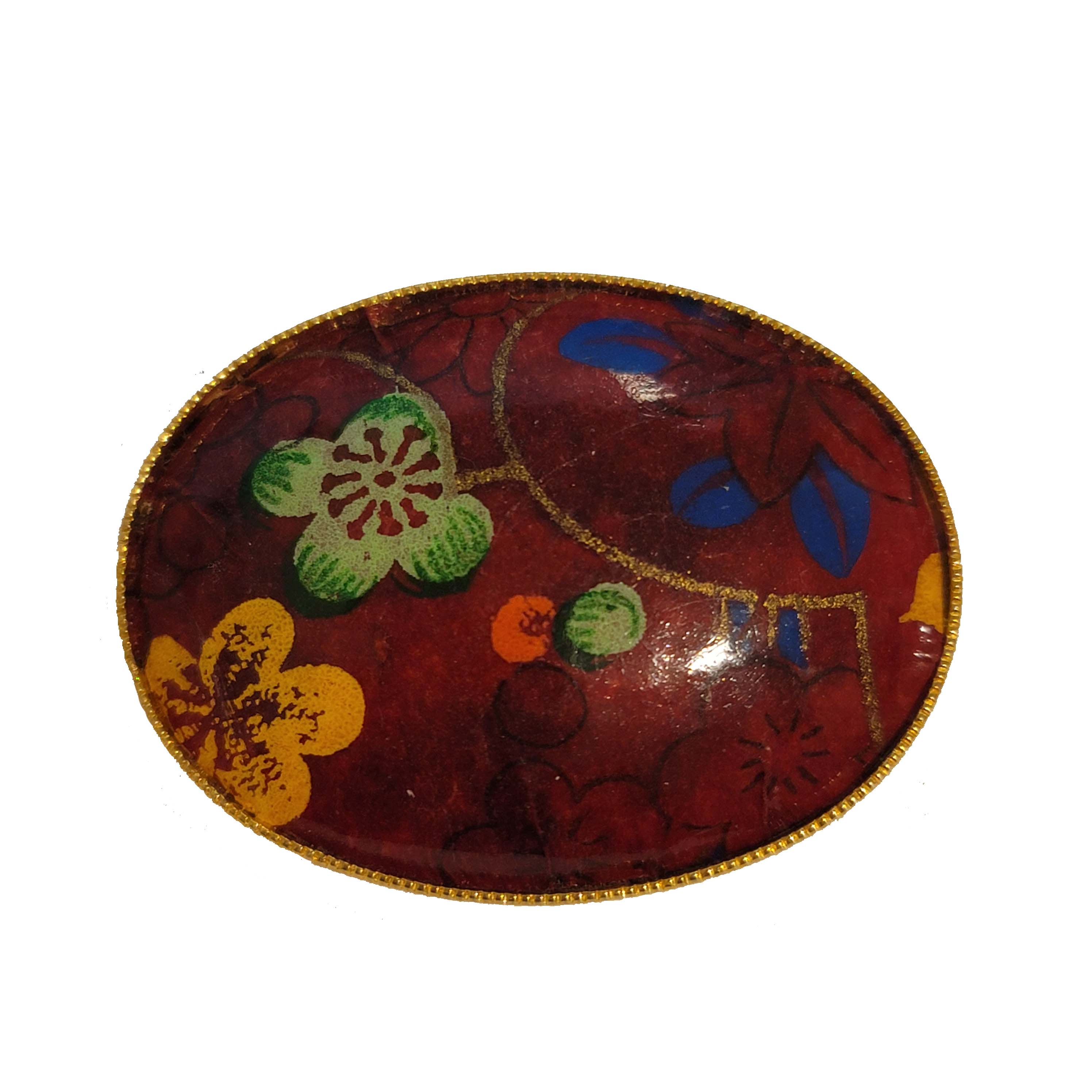 Vintage Red Flower Motif Brooch