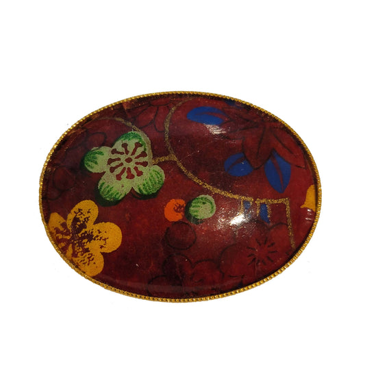 Vintage Red Flower Motif Brooch