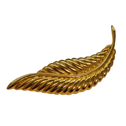 Gold Tone Feather Brooch