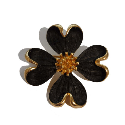 Black & Gold Dogwood Brooch
