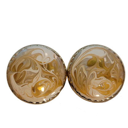 Gold Swirl Button Clip On Earrings
