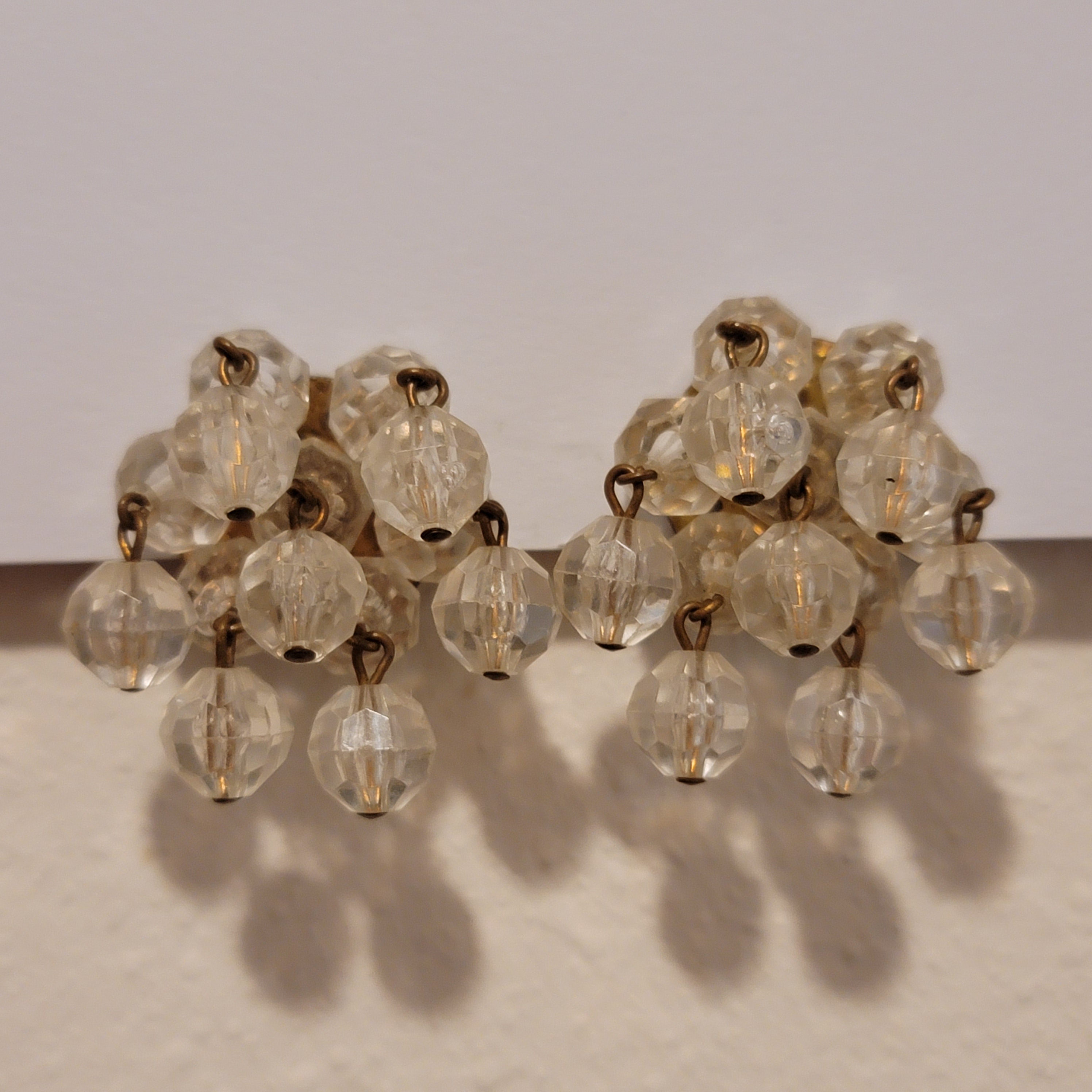 Vintage Bead Button Clip On Earrings