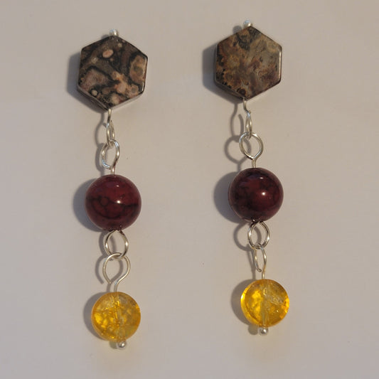 Citrine Quartz Jasper Earrings