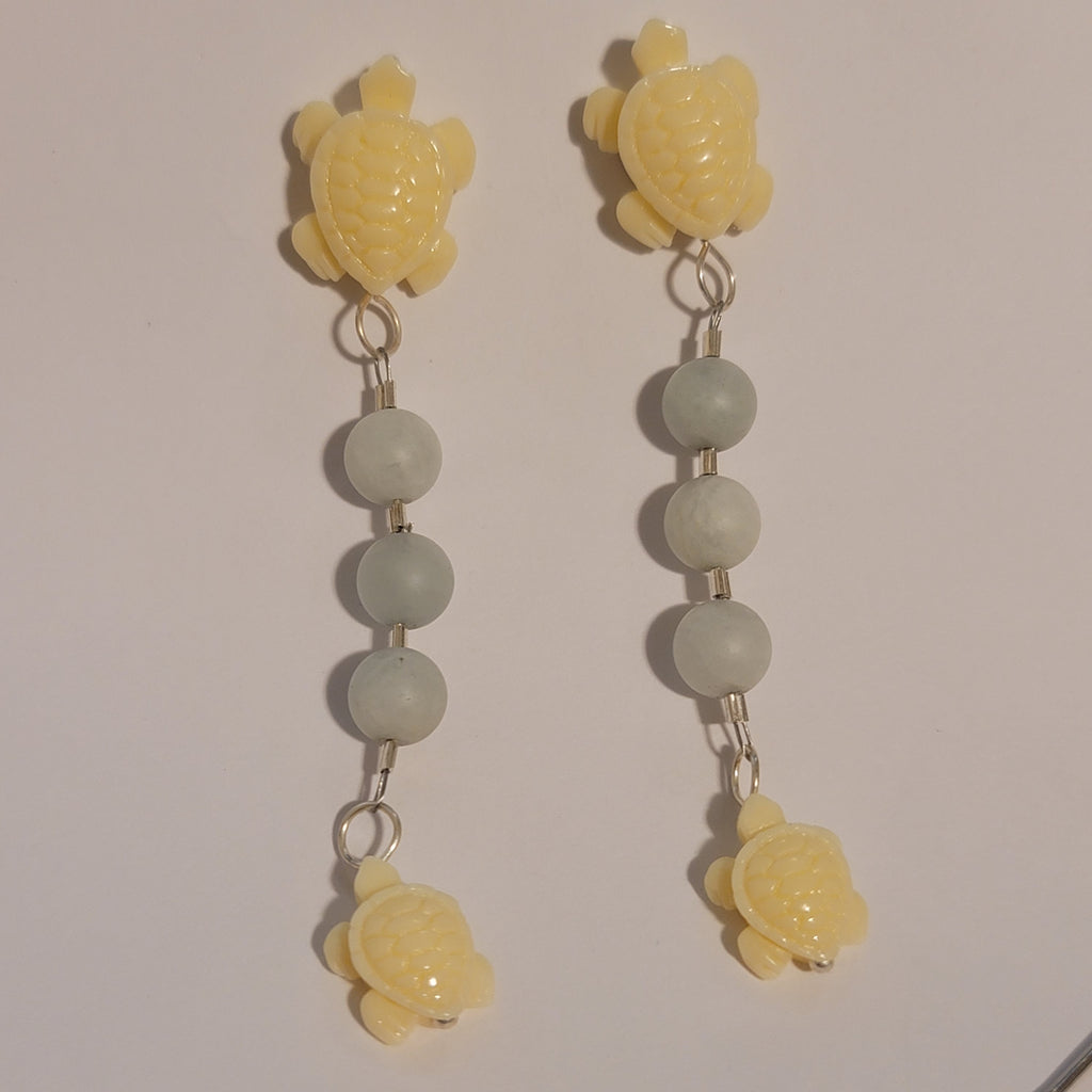 Aqua Turtle Dangle Earrings