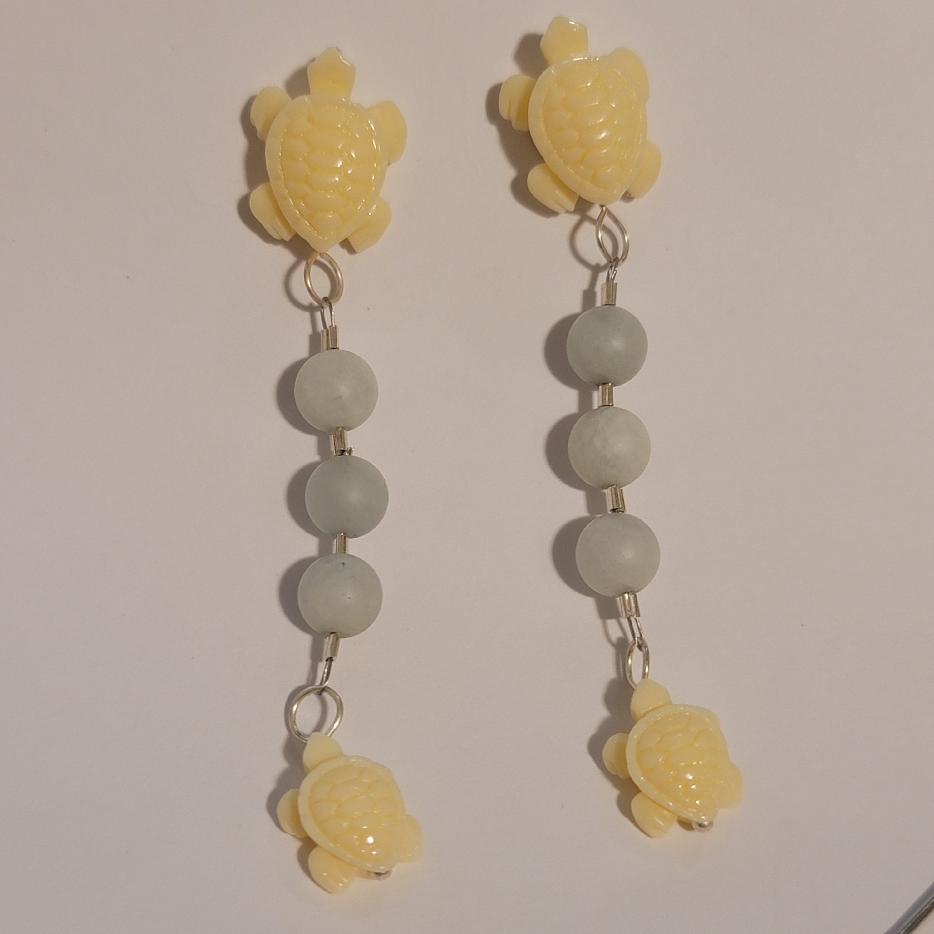 Aqua Turtle Dangle Earrings