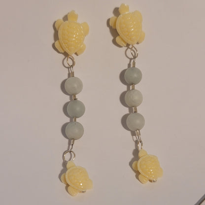 Aqua Turtle Dangle Earrings
