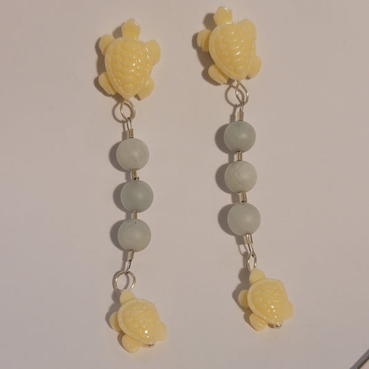 Aqua Turtle Dangle Earrings