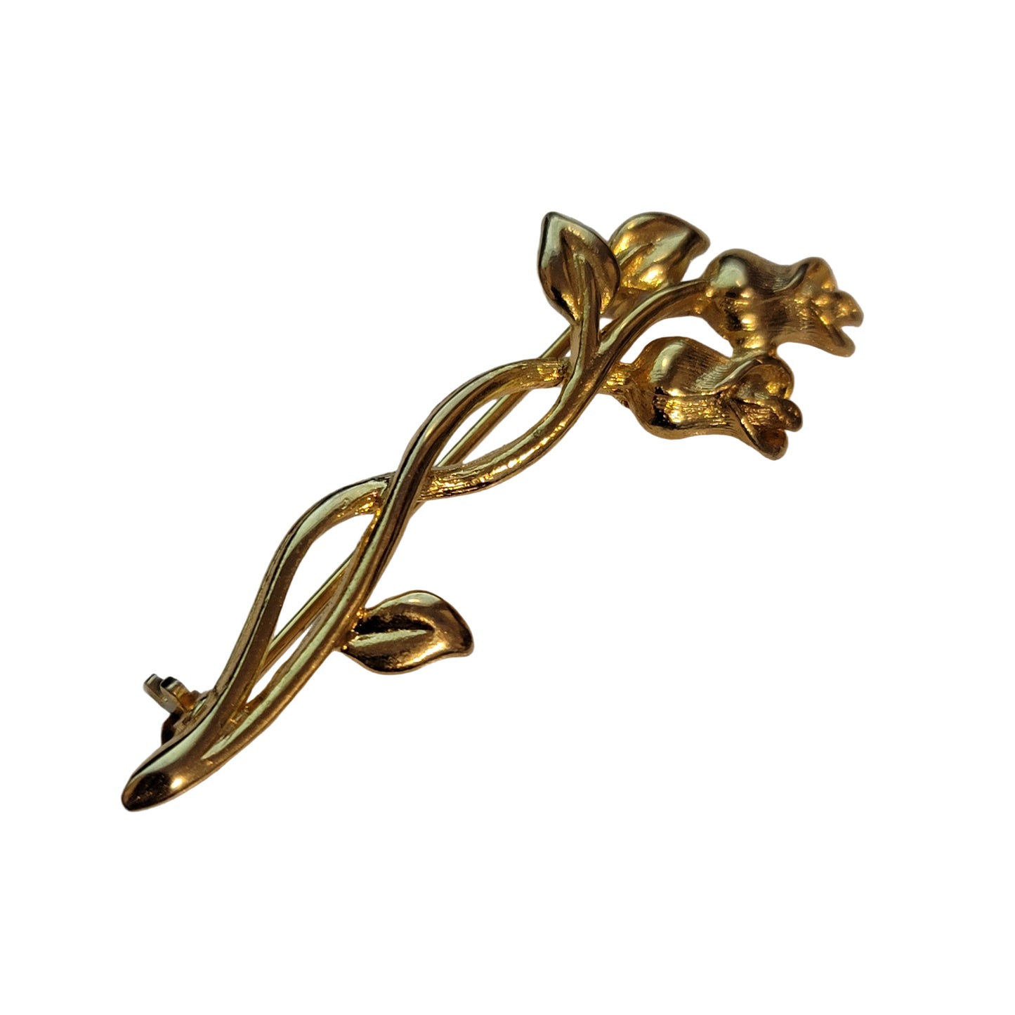 Vintage New View Gold Tone Rose Brooch – Floral Pin Jewelry