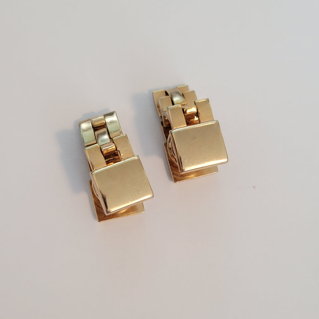 Vintage Swank Kum-A-Part Gold Tone Metal Wrap Snap Cufflinks