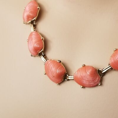 Vintage Coral Color Shell Necklace
