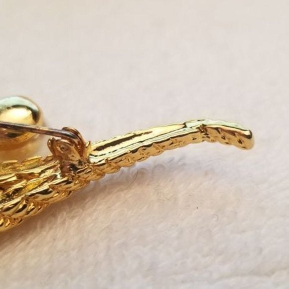 Vintage Gold Tone Faux Pearl Brooch