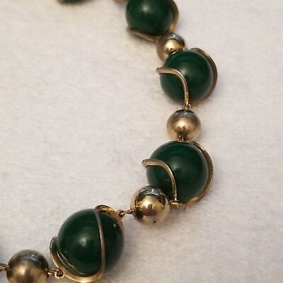 Vintage Green & Gold Tone Necklace