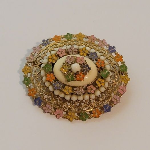 Multi Colored Vintage Mini Flowers Brooch