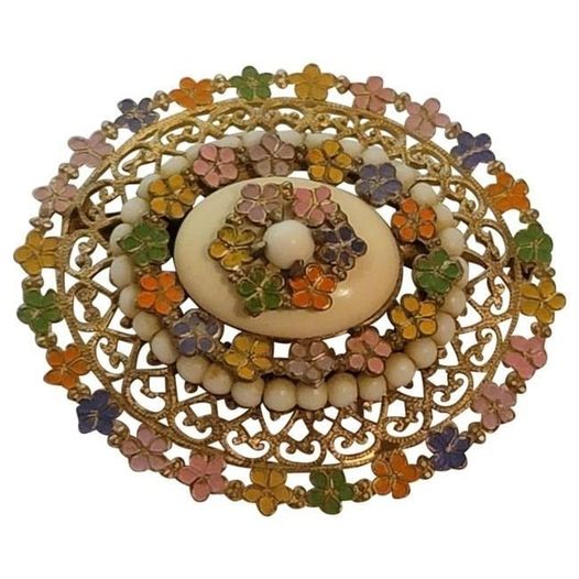 Multi Colored Vintage Mini Flowers Brooch