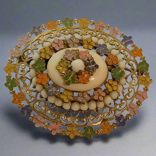 Multi Colored Vintage Mini Flowers Brooch