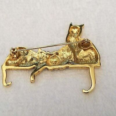Gold Tone Sleeping Kittens Brooch