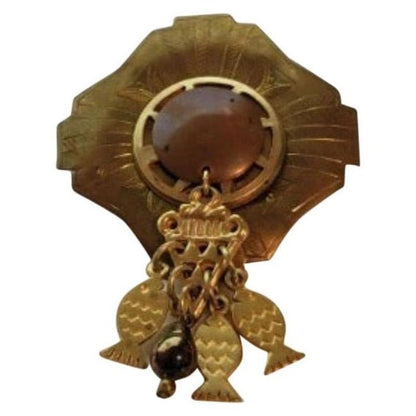 Modern Style Brass And Steal Brooch