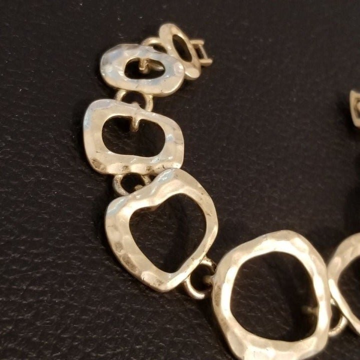 Gold Tone Lia Sophia Hammered Matte Graduated Link Bracelet