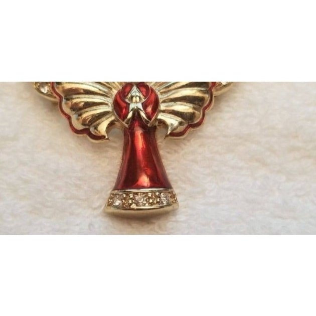 Vintage Monet Red & Gold Colored Angel Brooch