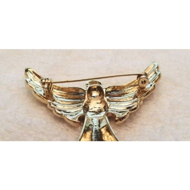 Vintage Monet Red & Gold Colored Angel Brooch