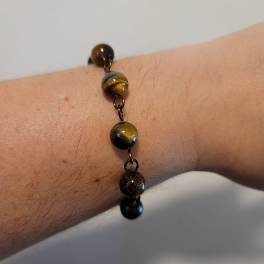 Handmade Tiger's Eye Copper Bracelet