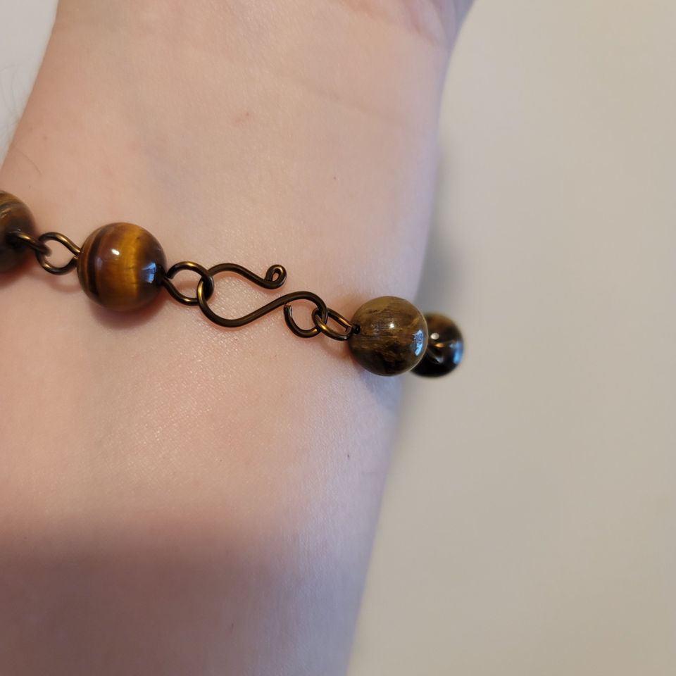 Handmade Tiger's Eye Copper Bracelet