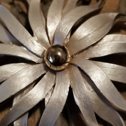 Vintage Silver and Gold Tone Flower Brooch