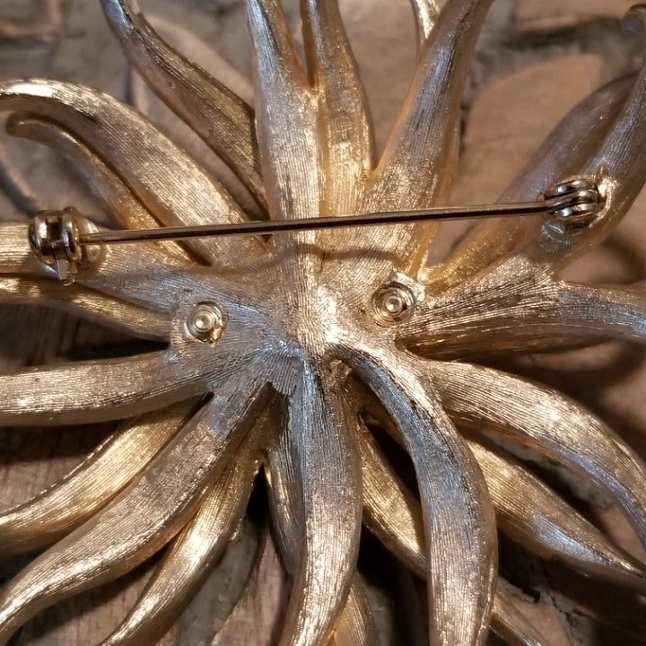 Vintage Silver and Gold Tone Flower Brooch