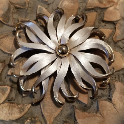 Vintage Silver and Gold Tone Flower Brooch