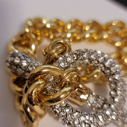 Gold Tone Rhinestone Chain Bracelet