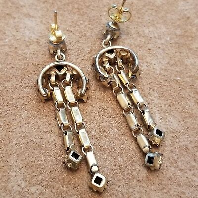 Gold Tone Rhinestone Dangle Earrings