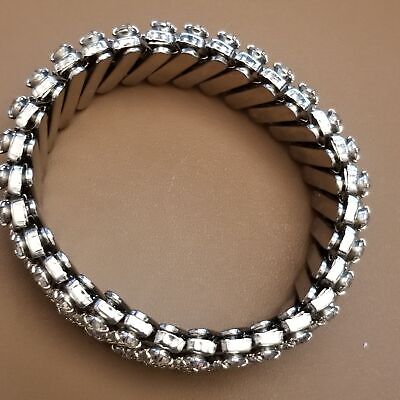Silver Rhinestone Accordion Bracelet