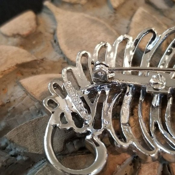 Vintage Gerry's Silver Tone Feather Brooch