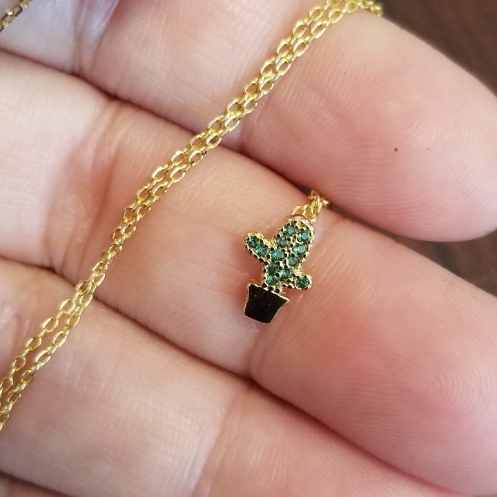 Tiny Cactus Charm Necklace