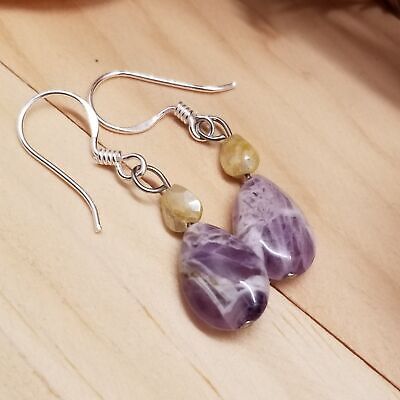Handmade Amethyst Sapphire Bead Earrings