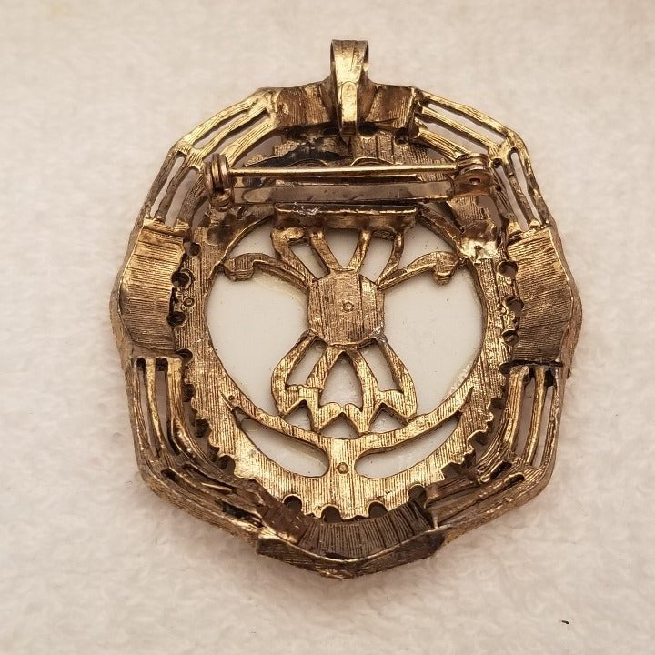 Vintage Hand Painted Flower Ceramic Brooch