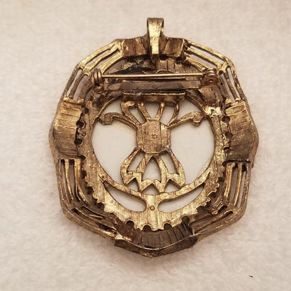 Vintage Hand Painted Flower Ceramic Brooch