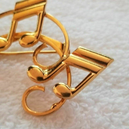 Gold Tone Music Staff Notes Brooch